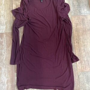 WHBM Women's maroon peep shoulder dress.